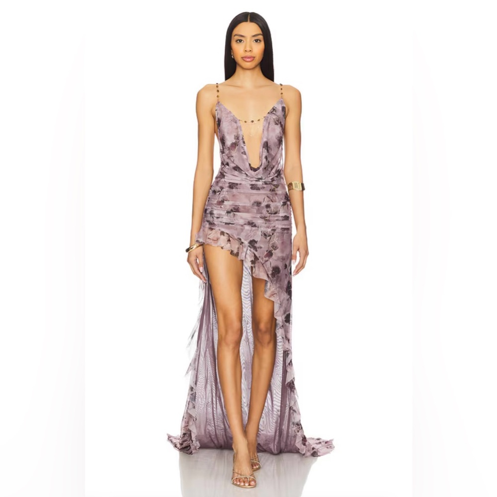Jaded London Asteria Purple Asymmetrical High-Low Gown